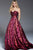 Strapless Pleated Bodice Floral Ballgown in Red