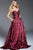 Strapless Pleated Bodice Floral Ballgown in Red