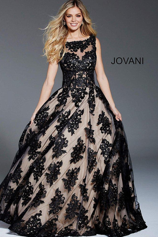 57821 Lace Illusion Bateau Ballgown