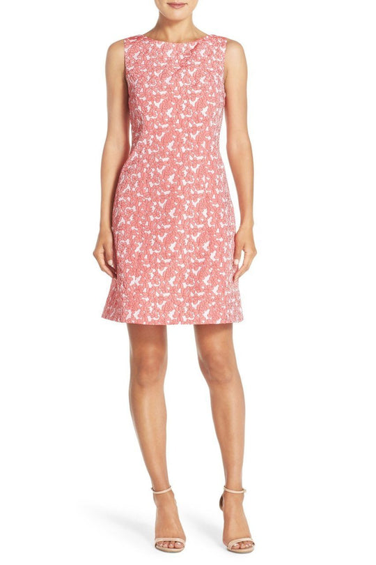 Adrianna Papell - 13262120 Embroidered Ladder Back Dress in Pink