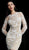 Jovani - 57877 Beaded Tulle Long Sleeve Sheath Dress in Ivory