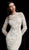 Jovani - 57877 Beaded Tulle Long Sleeve Sheath Dress in Ivory