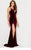 Jovani - Plunging V-neck Sheath Dress 57898  In Red