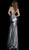 Jovani - 57990 Ruched Sweetheart Metallic Sheath Gown in Silver