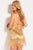 Jovani - Plunging Halter Bead Fringed 57907 in Gold