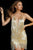 Jovani - Plunging Halter Bead Fringed 57907 - 1 Pc Nude/Gold In Size 6 Available