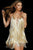 Jovani - Plunging Halter Bead Fringed 57907 - 1 Pc Nude/Gold In Size 6 Available