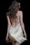 Jovani - Plunging Halter Bead Fringed 57907 - 1 Pc Nude/Gold In Size 6 Available