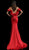 Jovani - 57925 Ruffled Off-shoulder Scuba Mermaid Dress in Red