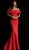 Jovani - 57925 Ruffled Off-shoulder Scuba Mermaid Dress in Red