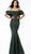 Jovani - 57925 Ruffled Off-shoulder Scuba Mermaid Dress in Green
