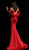 Jovani - 57925 Ruffled Off-shoulder Scuba Mermaid Dress in Red