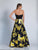 Dave & Johnny - A5793 Strapless Floral Pleated Evening Gown