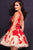 Jovani - Floral Embroidered Sleeveless Short Dress 57950 In Neutral and Red