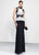 Alyce Paris - 5799 Long Fitted Jersey Dress With Removable Lace In Black and White
