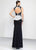 Alyce Paris - 5799 Long Fitted Jersey Dress With Removable Lace In Black and White