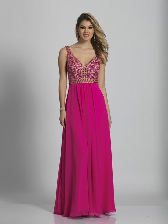 Dave & Johnny - A5801 Sleeveless Embellished Evening Gown in Pink