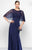 Alyce Paris - 5803 Beaded Capelet Scoop Trumpet Dress In Blue