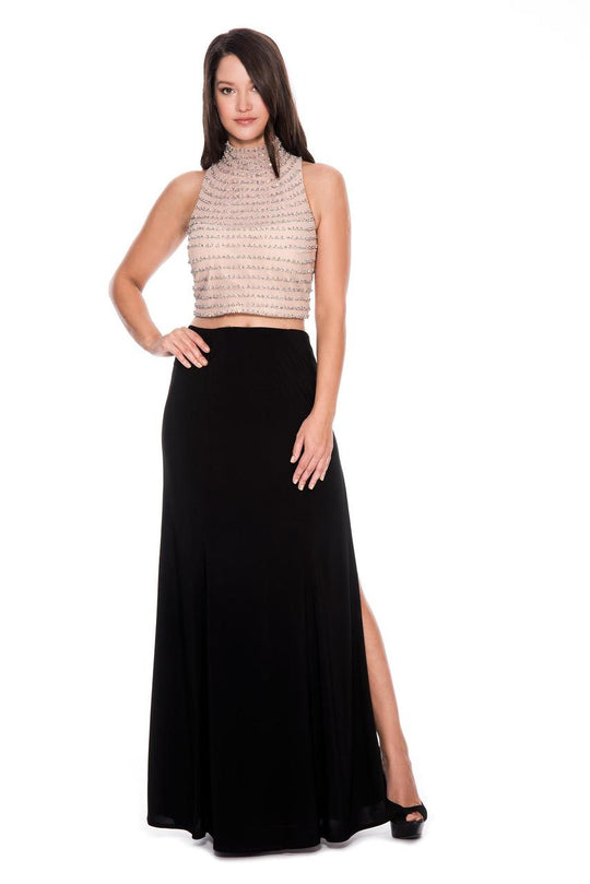 Cachet - Two Piece Long Dress 58031 in Black and Neutral