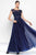 Alyce Paris Black Label - 5804 Beaded Bateau Neck A-Line Dress in Blue