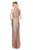 Cachet - Jewel Neckline Sequined Long Dress 58088 in Gold