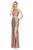 Cachet - Jewel Neckline Sequined Long Dress 58088 in Gold