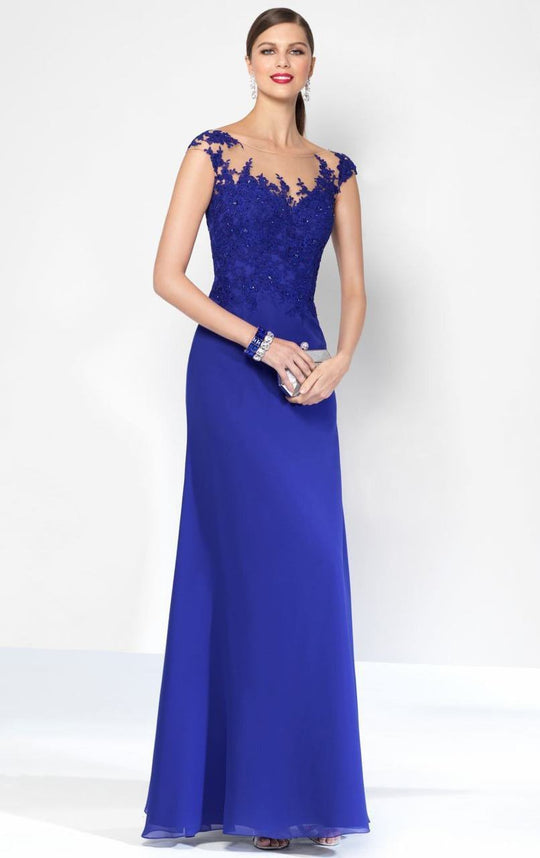Alyce Paris - 5809 Beaded Lace A-Line Evening Dress In Blue