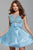 58102 Embroidered Sheer Bow Cocktail Dress