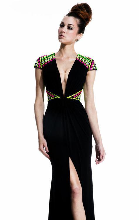 Johnathan Kayne - 581 Dress In Black and Multi-Color