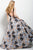 58207 Plunging V-Neckline Printed Ballgown