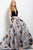 58207 Plunging V-Neckline Printed Ballgown