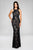Cachet - Embellished Lace Long Dress 58250Z in Black and Neutral