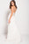 58331 Feather Fringed Illusion Halter Gown