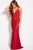 58348 Plunging Jeweled Lace Sheath Gown