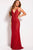 58348 Plunging Jeweled Lace Sheath Gown