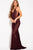 58348 Plunging Jeweled Lace Sheath Gown