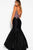 58401 Floral Embroidered Deep V-neck Satin Mermaid Dress