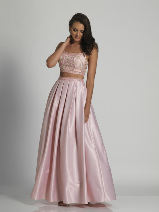 Dave & Johnny - A5844 Shimmering Pleated Two Piece Gown in Pink