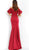 Jovani - 58451 Ruffled Sleeves Off-Shoulder Gown In Red