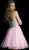 Jovani - 58470 Bead Studded Strapless Top Fit and Flare Cocktail Dress In Silver and Pink