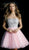 Jovani - 58470 Bead Studded Strapless Top Fit and Flare Cocktail Dress In Silver and Pink