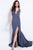 58503 Surplice Plunging V-Neck Glitter Gown