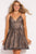 Jovani Glittered V-Neck A-Line Cocktail Dress - 1 pc Silver/Nude In Size 4 Available in Silver and Neutral