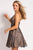 Jovani Glittered V-Neck A-Line Cocktail Dress - 1 pc Silver/Nude In Size 4 Available in Silver and Neutral