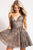 Jovani Glittered V-Neck A-Line Cocktail Dress - 1 pc Silver/Nude In Size 4 Available In Silver and Neutral