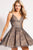 Jovani Glittered V-Neck A-Line Cocktail Dress - 1 pc Silver/Nude In Size 4 Available in Silver and Neutral