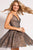 Jovani Glittered V-Neck A-Line Cocktail Dress - 1 pc Silver/Nude In Size 4 Available in Silver and Neutral