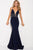 58549 Embellished Deep V-neck Trumpet Dress