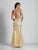 Dave & Johnny - A5854 Two Piece Halter Embellished Evening Gown in Neutral