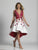Dave & Johnny - Deep V-Neck Floral Print High Low Dress A5857 in White and Red